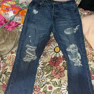 Aeropostale Relaxed Fit Distressed Blue Jeans